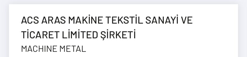 ACS ARAS MAKİNA TEKSTİL SAN. VE TİC .LTD . ŞTİ 